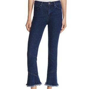 IRO Berry High Rise Crop Flare Raw Hem Jean, Dark